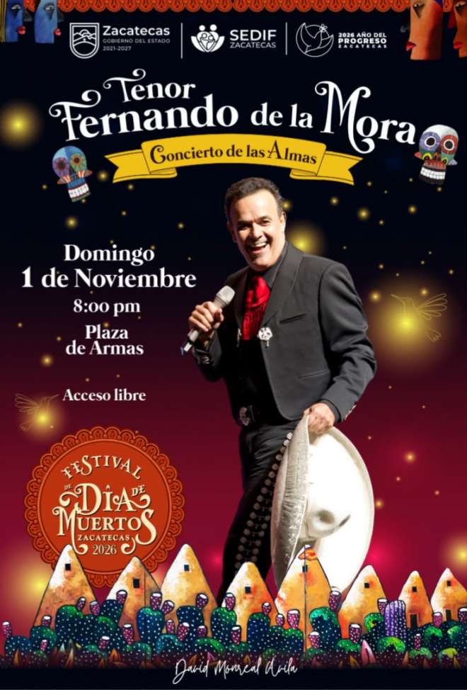 Fernando de la Mora engalanar� el Festival de D�a de Muertos Zacatecas 2026