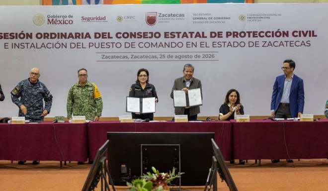 Encabezan Gobernador y Coordinadora Nacional de PC instalaci�n del Puesto de Comando ante temporada de lluvias